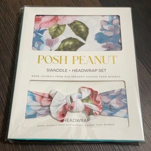 Posh Peanut Hydrangea Infant Swaddle and Headwrap Set